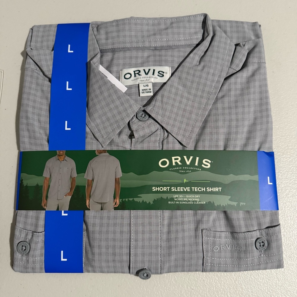 Orvis Men's Short Sleeve Woven Tech Shirt, Grey, Size Large